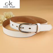 casa-kupsCK皮帶女士頭層牛皮真皮細寬牛仔褲帶簡(jiǎn)約針扣時(shí)尚休閑百搭腰帶 白色