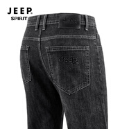 JEEP SPIRIT吉普牛仔褲男休閑男士褲子直筒寬松商務(wù)長(cháng)褲 黑色 32