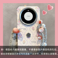 天一盛華 適用華為mate60pro+新款手機殼秋冬高級皮質(zhì)玫瑰花mate60水鉆手鏈高端手機套女款 【電鍍皮紋】波浪線(xiàn)條花朵+銀色山茶花+珍珠水鉆手鏈 華為 Mate 60