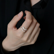 奧斯坦汀S999足銀戒指靈蛇形開(kāi)口尾戒食指對戒生日情人節禮物送男女朋友 【可刻字/商家配送】銀色單只 開(kāi)口可調款
