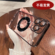 庫凱倫適用于蘋果13pro max手機(jī)殼高級(jí)感透明Magsafe磁吸電鍍iPhone13超薄漏標(biāo)充電防摔套 漏標(biāo)放大鏡款（石墨黑+鋼化膜） （蘋果）iPhone 13pro
