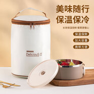 貝瑟斯飯盒保溫袋出游野餐袋飯盒便當(dāng)包保溫袋子中號米色