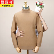 恒源祥可機(jī)洗高領(lǐng)毛衣男加厚含羊絨桑蠶絲針織衫打底衫秋冬季修身上衣 駱駝棕 L 170/88A