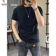 啄木鳥(niǎo)（TUCANO）夏季棉質(zhì)透氣純色短袖t恤男新款簡(jiǎn)約百搭修身半袖體恤衫凈版上衣 黑色 S
