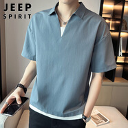 JEEP SPIRIT吉普短袖T恤男夏季男士polo打底衫男裝寬松半袖冰絲潮牌上衣服
