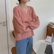 品彩韓版時(shí)尚休閑洋氣白色毛衣女套頭v領(lǐng)針織打底衫女潮 PW09ZS020