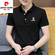 皮爾卡丹短袖T恤男棉夏季翻領(lǐng)polo體恤衫上衣服男士短袖男裝t恤打底衫 177黑色 XL （125-140斤）