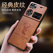 羽唐 努比亞Z60 Ultra手機殼個性商務(wù)皮質(zhì)硬殼印花吉祥鹿頭Nubia輕薄防摔保護(hù)套高檔全包式 吉祥鹿棕色 努比亞Z60Ultra