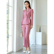 艾尚臣 職業(yè)套裝女職業(yè)裝氣質(zhì)春夏小個子兩件套時尚高端小西裝洋氣 粉色西裝 S