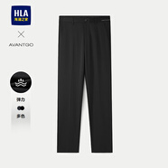 海瀾之家（HLA）西褲男春25新修身褲輕商務(wù)繡花彈力休閑褲男 黑色02 175/82A 32推薦127~134斤