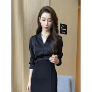 啄木鳥(niǎo)（TUCANO）品牌法式復古氣質(zhì)魚(yú)尾半身裙女春季高腰修身顯瘦側開(kāi)叉性感中長(cháng)包 黑色上衣網(wǎng)紅款 L108-118斤