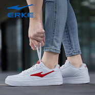 鴻星爾克（ERKE）女鞋板鞋運動鞋春新款紅星官網(wǎng)旗艦增高平底防水休閑鞋小白鞋子 正白/大學(xué)紅 39
