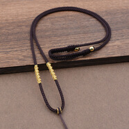 南有栗可調節手工編織佛牌玉佩吊墜掛繩項鏈繩女士男士高檔無(wú)事牌掛脖繩 轉運結掛繩-咖啡色