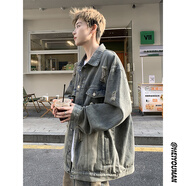 Shelley Jones美式高級(jí)感牛仔外套男士春秋季新款痞帥破洞夾克潮牌潮流休閑衣服 復(fù)古藍(lán) XL [建議125-145斤]