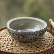 和風(fēng)四季日式釉下彩餐具陶瓷飯碗家用米飯碗手繪陶瓷碗湯碗米飯碗復古 5英寸青花厚邊碗(250ml)