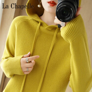 拉夏貝爾（La Chapelle）秋冬連帽套頭長袖毛衣女寬松休閑加厚打底針織衫保暖衛(wèi)衣帽衫 純100自動發(fā)熱芥末黃 純100自動發(fā)熱M