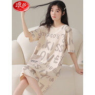 浪莎睡裙女士夏季2025新款甜美卡通家居服睡衣中長(cháng)款高顏值薄款長(cháng)裙 小清新-字母款 2XL