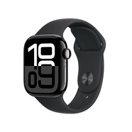 Apple Watch Series 10 智能手表42毫米亮黑色鋁金屬表殼黑色運(yùn)動型表帶M/L【GPS】