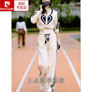 皮爾卡丹（pierre cardin）歐貨休閑運動(dòng)套裝女春秋2025新款時(shí)尚洋氣顯瘦衛衣闊腿褲兩件套 杏色兩件裝 XL (建議110-120斤)