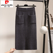 初徑口袋針織半身裙女秋冬加厚2025新款包臀一步裙中長(cháng)款裹裙毛線(xiàn)裙子 灰色 2XL 建議130-145斤