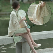 小野七天旗袍披肩女士 空調房裙子披肩氣質(zhì)優(yōu)雅中式簡(jiǎn)約圍巾 米白色