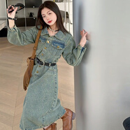 恒孞女童牛仔連衣裙秋季新款大兒童牛仔裙時(shí)髦洋氣春秋童裝女連體裙子 圖片色 110cm