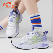 貴人鳥跑步鞋女款新款小眾百搭老爹鞋學(xué)生休閑運動鞋 白/蘭紫 36