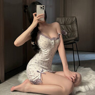 里農新款純欲性感吊帶連衣裙女包臀裙碎花蕾絲小胸開(kāi)叉吊帶超短裙女款 套裝（不加胸墊） 身高150-160CM（建議80-115斤）