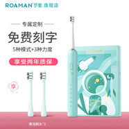 羅曼電動(dòng)牙刷 免費(fèi)刻字DIY定制款 情侶生日禮物禮品團(tuán)購(gòu)送禮成人聲波潔齒感應(yīng)式充電 F1生態(tài)綠（2刷頭） 定制款