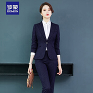 羅蒙西裝女套裝2025新款春夏正裝工作西服套裝售樓部酒店經(jīng)理工作服女 藏青色褲子 L