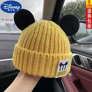 迪士尼（DISNEY）寶寶帽子秋冬季嬰兒針織帽兒童可愛米老鼠毛線帽冬款男童小孩冬帽 黃色 5個月-3歲/44-51cm彈性大
