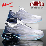 回力男鞋透氣網(wǎng)面鞋男士旋轉紐扣跑步鞋冬季休閑百搭減震潮流運動(dòng)鞋子 白灰3240 39