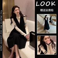 南叮雅格孕婦裝秋冬韓版針織毛衣連衣裙假兩件產(chǎn)后中長(cháng)款哺乳裙子秋冬款黑色哺乳M