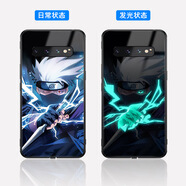 適用于三星note20ultra來電閃發(fā)光防摔手機殼S22U玻璃動漫手機套 背面艾斯 S10 5G