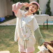 森女部落原創(chuàng  )糖果色治愈系毛衣甜美風(fēng)軟糯針織衫套頭毛線(xiàn)衣春季 白色 毛衣 XL