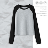 真維斯長(cháng)袖t恤女裝加絨加厚2026年冬季新款重磅羊羔絨撞色修身上衣服GX 灰-純色 M （建議95-110斤）