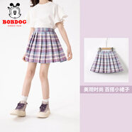巴布豆女童裙子夏季新款兒童百褶裙jk短裙中大童學(xué)院風(fēng)青少年薄款半身裙 紫 150