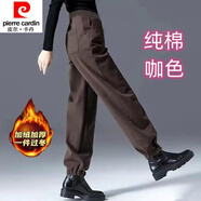 皮爾卡丹（pierre cardin）23年新款秋冬軍綠色純棉工裝褲女新款外穿女褲束腳運動褲休閑哈倫 咖色【加絨加一厚款】 XL 建議130-145斤