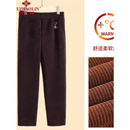 俞兆林（YUZHAOLIN）中老年女裝春秋褲子女?huà)寢屟b燈芯絨長(zhǎng)褲秋冬經(jīng)典款式 咖啡色 不加絨 2XL (100-120斤)