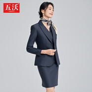 五沃職業(yè)裝女裝套裝西裝連衣裙氣質(zhì)4s酒店前臺(tái)迎賓珠寶店美容院工作服 單價(jià)灰色連衣裙. M