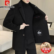 皮爾卡丹（pierre cardin）含羊毛呢外套男士短款雙面尼大衣2025春秋新款男裝呢子夾克 2307黑色 3XL
