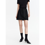 太平鳥(niǎo)女裝 時(shí)髦閃光衛衣半身裙24秋女士拉鏈外套可綁帶短裙 黑色下身 S