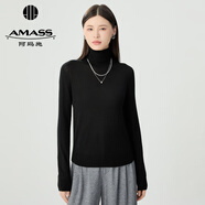 阿瑪施（AMASS）女裝3D天衣無縫 高領(lǐng)針織打底羊毛衫毛衣女5399777 黑 M (3碼)