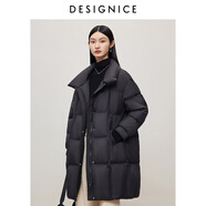 迪賽尼斯（DESIGNICE）冬季新款白鵝絨高級(jí)感通勤外套純色立領(lǐng)羽絨服女 黑色 S 建議拍前聯(lián)系客服確認(rèn)