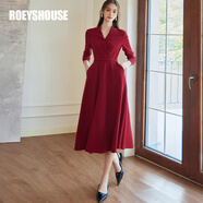 ROEYSHOUSE羅衣赫本小紅裙安可拉紅針織連衣裙冬季大擺年會(huì)禮服裙09660 安可拉紅 M