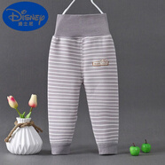 迪士尼（Disney）寶寶加絨加棉高腰褲子?jì)胗變捍呵锒Ｅo(hù)肚褲男女可開檔秋褲 加絨條紋灰色 73 建議3-12個(gè)月
