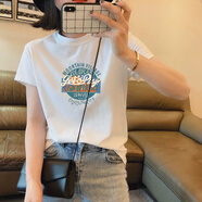 度凡尼斯半高領(lǐng)t恤女短袖小個(gè)子純棉短袖t恤女年夏季新款半高領(lǐng)白色寬松 LETSPAY M