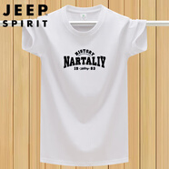 JEEP SPIRIT高檔短袖夏季男款t恤純棉圓領(lǐng)半袖上衣寬松加肥大碼胖子潮流印花 白色/NA字母 2XL 【150-165斤】