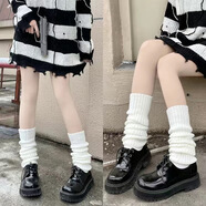 冬霧Lolita針織日系加長jk小腿襪修飾腿型襪套腿套顯瘦遮腿型JK堆堆襪 白色+白色 均碼