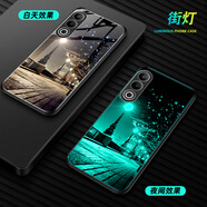 唐翰林適用OPPOK12手機(jī)殼OPPOK12保護(hù)套浪漫夜光鋼化玻璃殼全包個性防摔殼 夜光玻璃-L388街燈 OPPOK12-配膜